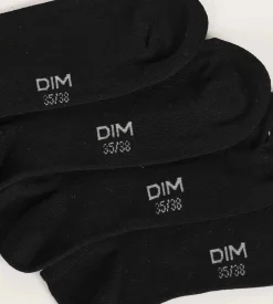 Lot de 3 paires de chaussettes courtes femme Noir Dim Coton