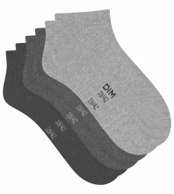 Lot de 3 paires de chaussettes courtes femme Gris Anthracite Dim Coton