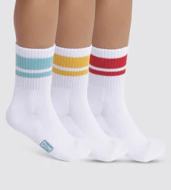 Lot de 3 paires de chaussettes enfant Turquoise Jaune Rouge Dim Sport