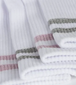 Lot de 2 paires de chaussettes en coton côtelé Blanc et lurex Rose Gris Dim Mode