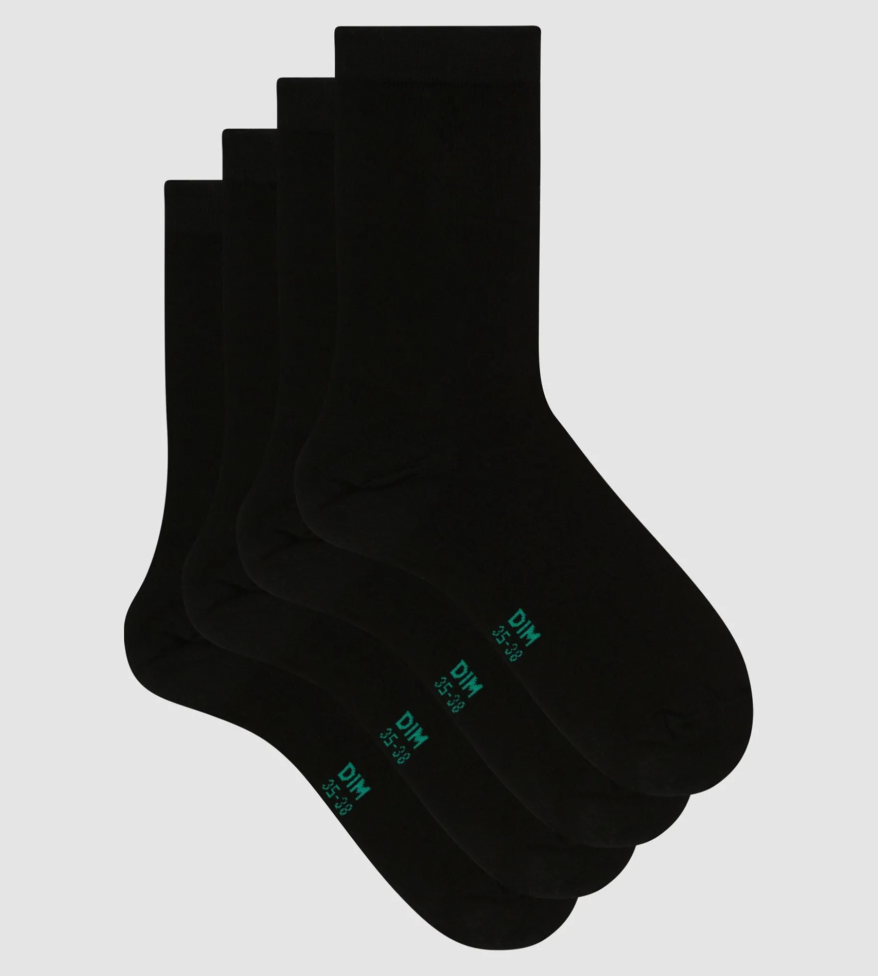 Lot de 2 paires de chaussettes femme en coton bio Noir Dim Good