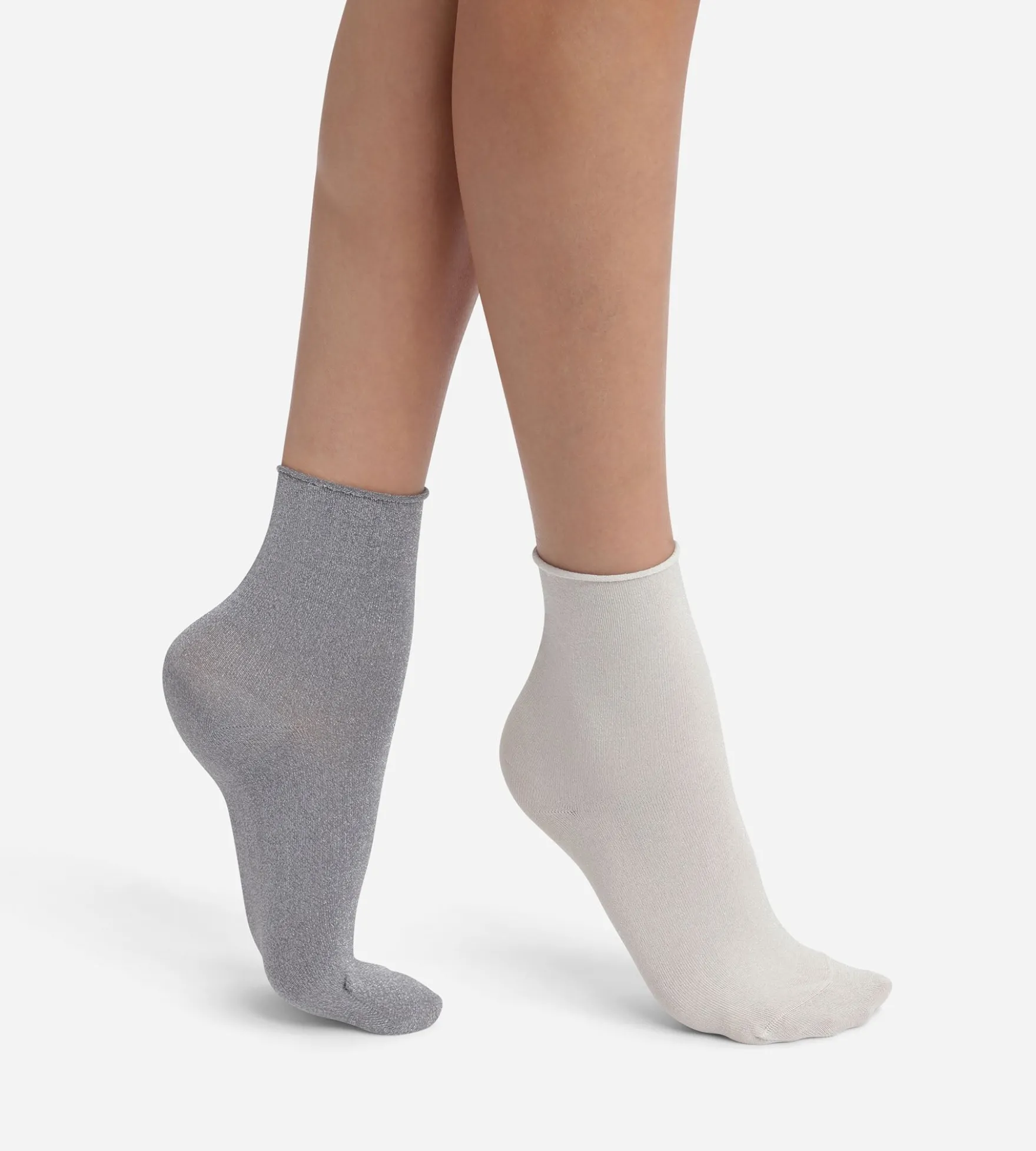 Lot de 2 paires de chaussettes femme lurex Gris Dim Mode