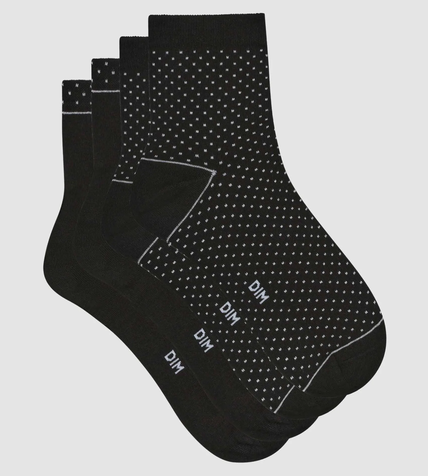 Lot de 2 paires de chaussettes femme en coton bio à pois Noir Dim Good