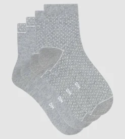 Lot de 2 paires de chaussettes femme en coton bio à pois Gris Dim Good