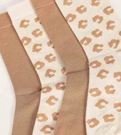 Lot de 2 paires de chaussettes femme à fleurs Crème Dim Bambou