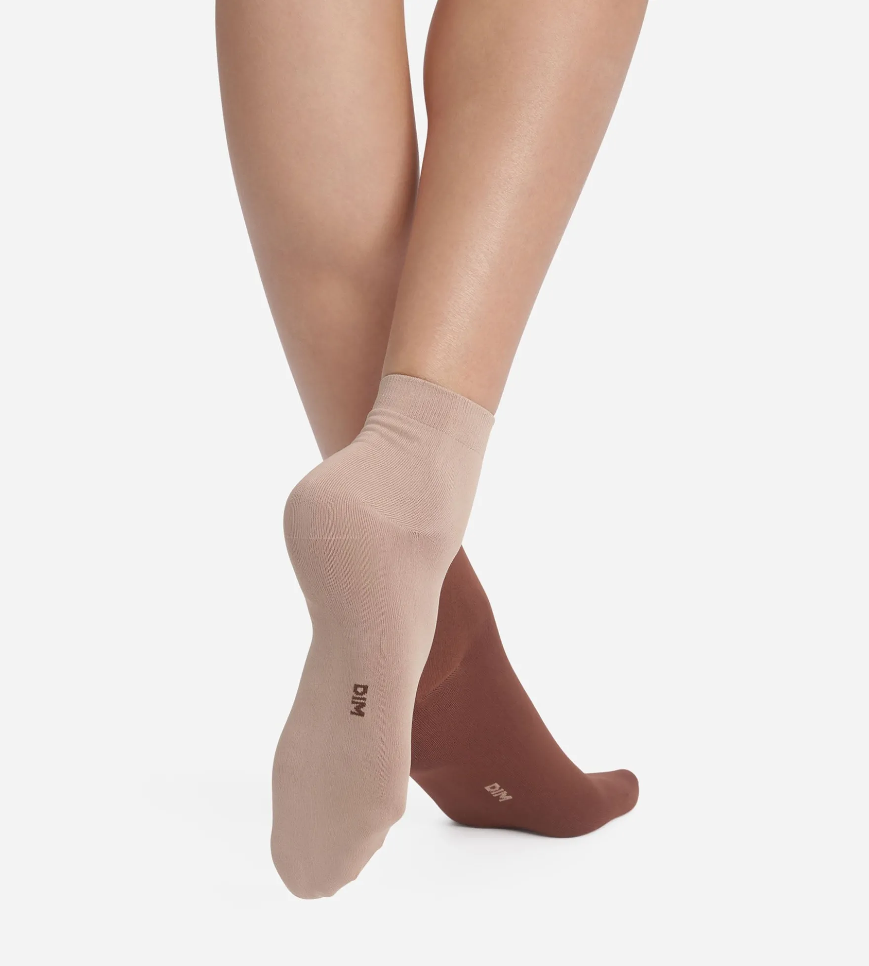 Lot de 2 paires de chaussettes femme Taupe Café Skin