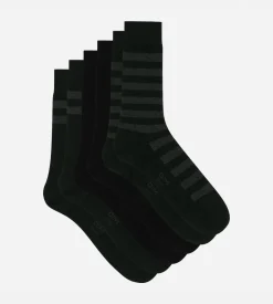 Lot de 3 paires de chaussettes homme Noir à rayures Dim Coton Style