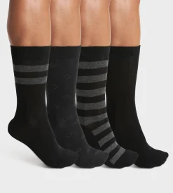 Lot de 4 paires de chaussettes homme en coton rayé Noir EcoDim Style