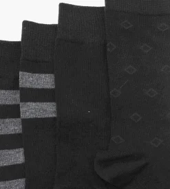 Lot de 4 paires de chaussettes homme en coton rayé Noir EcoDim Style