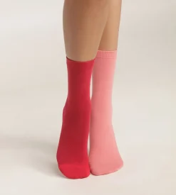 Lot de 2 paires de mi-chaussettes femme en coton Rose Dim