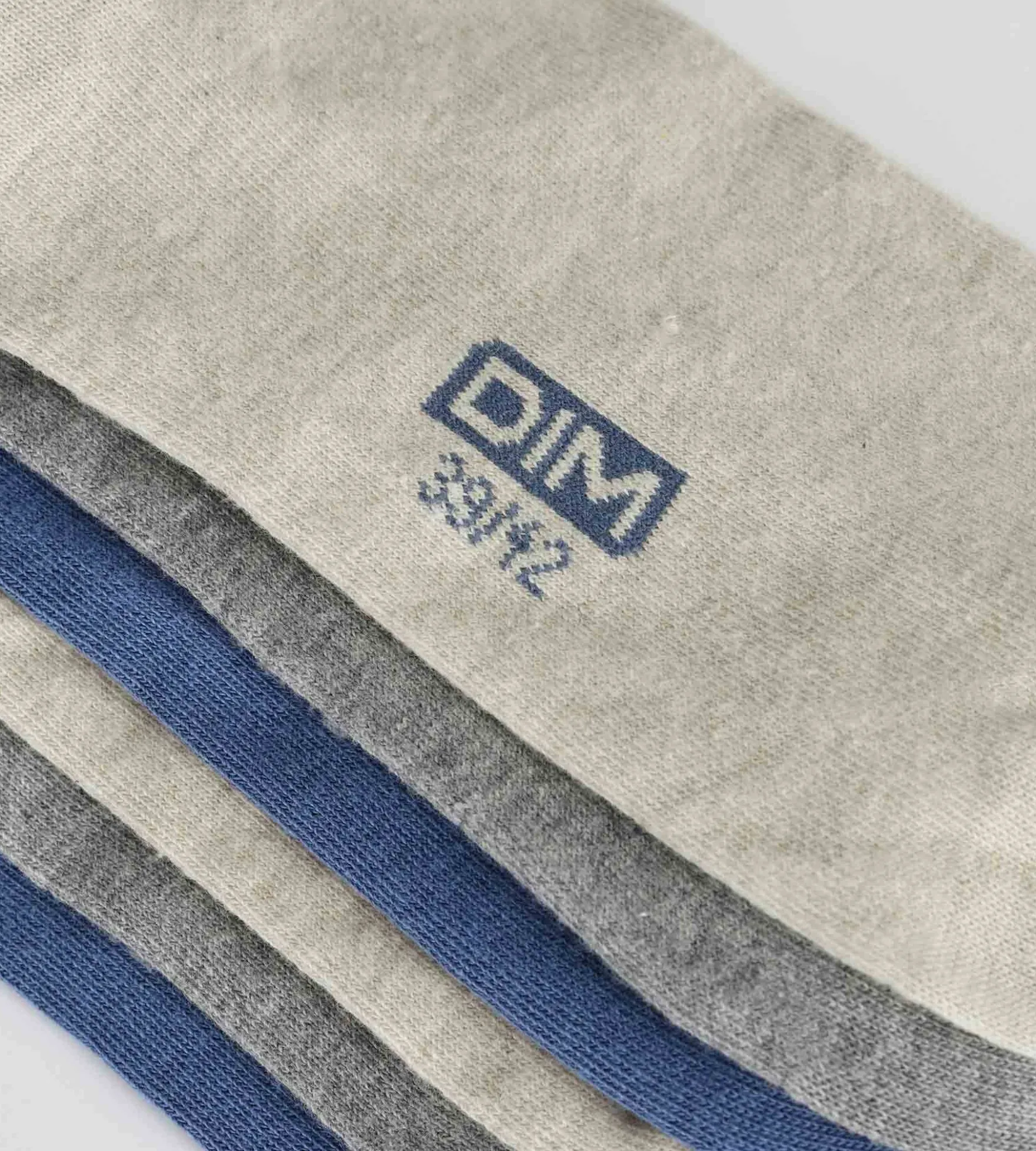 Lot de 3 paires de socquettes basses homme Bleu Gris Beige Coton