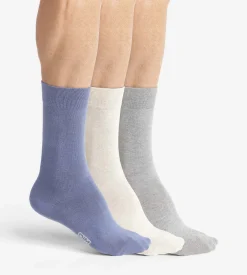 Lot de 3 paires de socquettes basses homme Bleu Gris Beige Coton