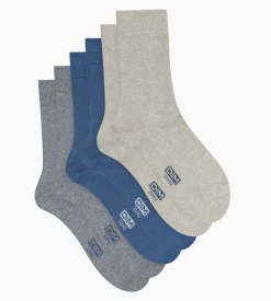 Lot de 3 paires de socquettes basses homme Bleu Gris Beige Coton