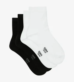 Lot de 2 paires de socquettes en coton blanches et noires