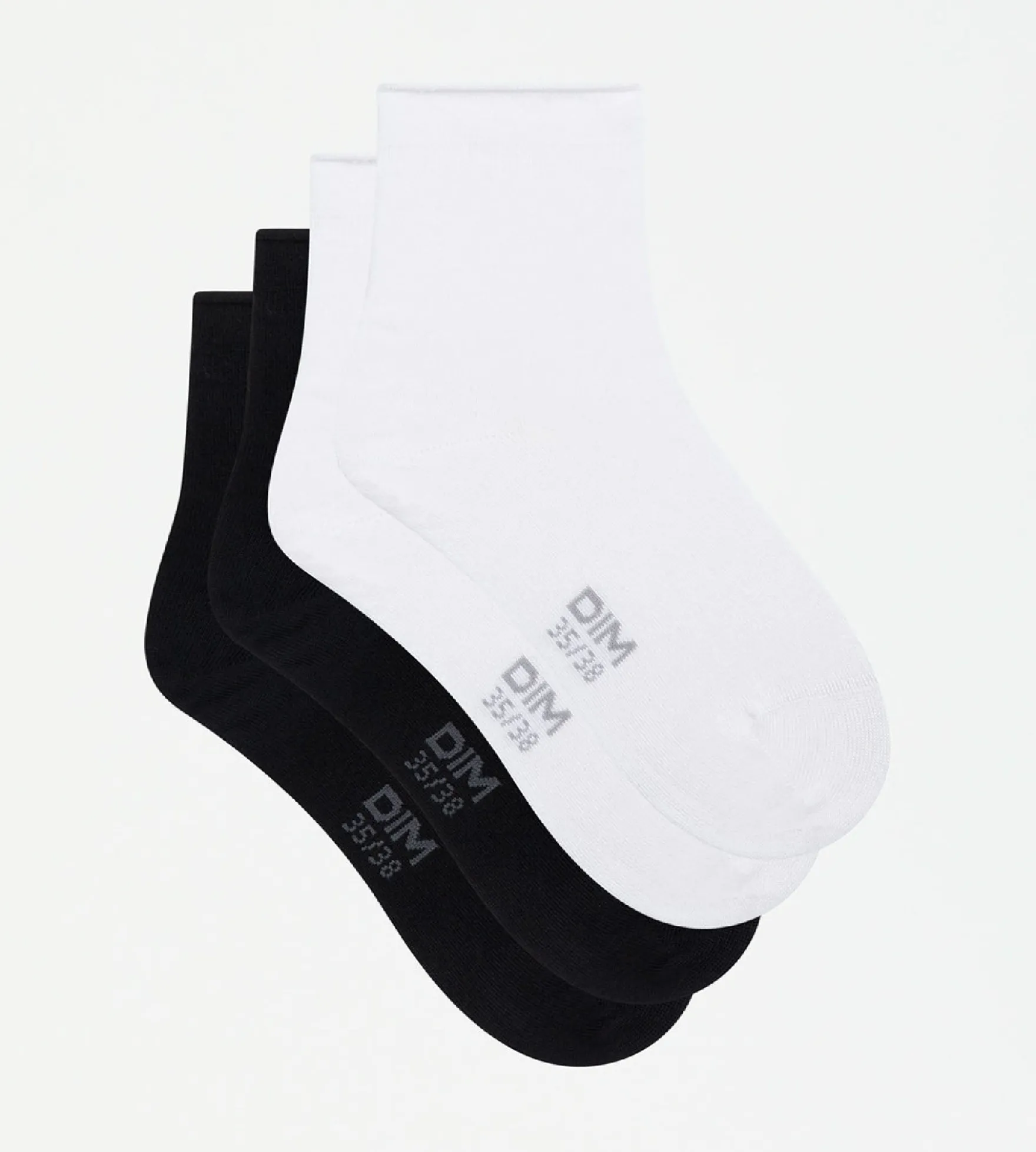 Lot de 2 paires de socquettes femmes en modal noir blanc Dim Modal