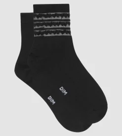 Lot de 2 paires de socquettes femme microfibre Noir à coeurs Dim Skin