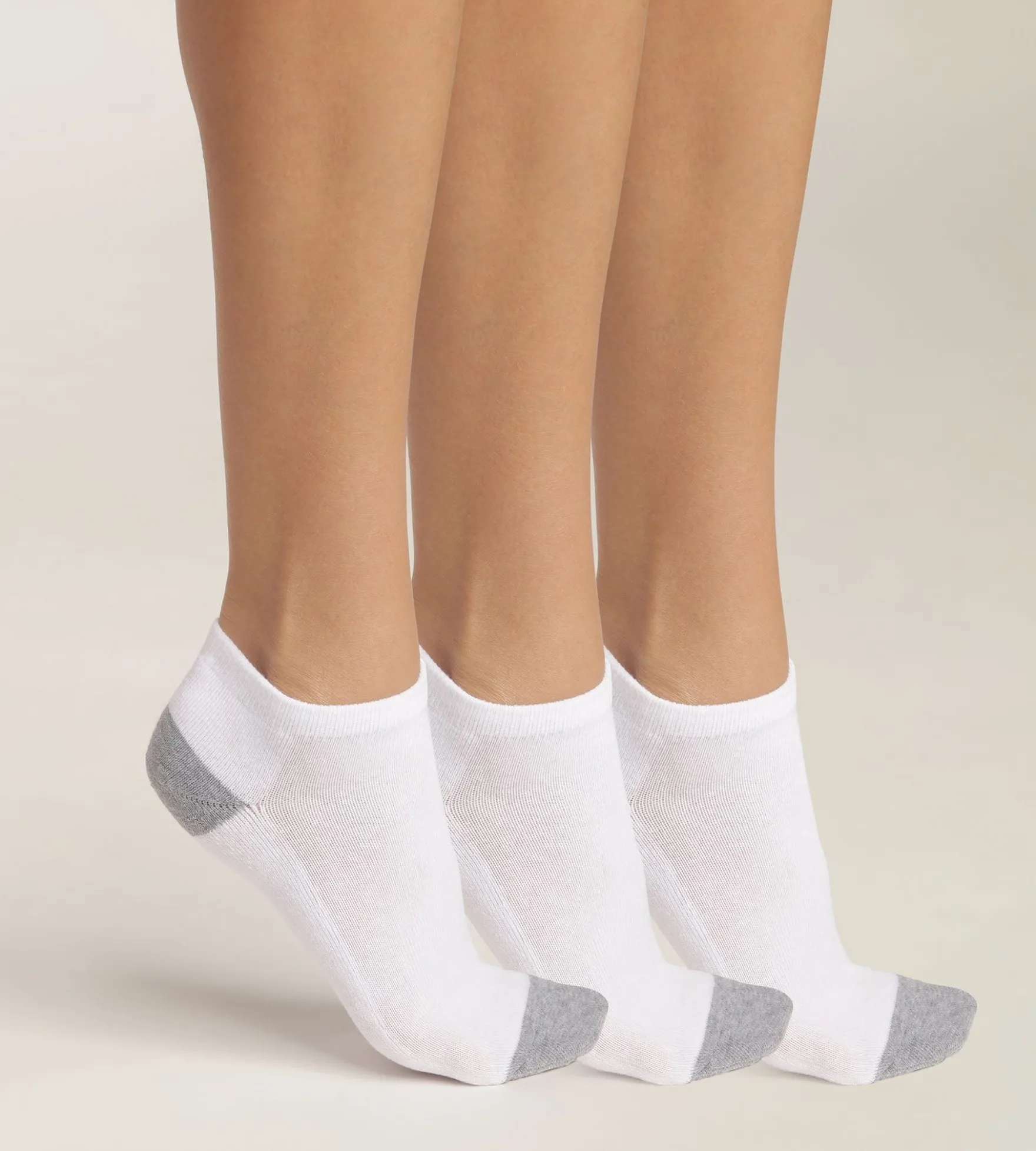 Lot de 3 paires de socquettes femme en coton Blanc Gris EcoDim Sport