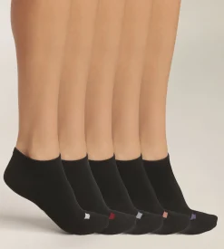 Lot de 5 paires de socquettes femme en coton Noir à pastilles EcoDim