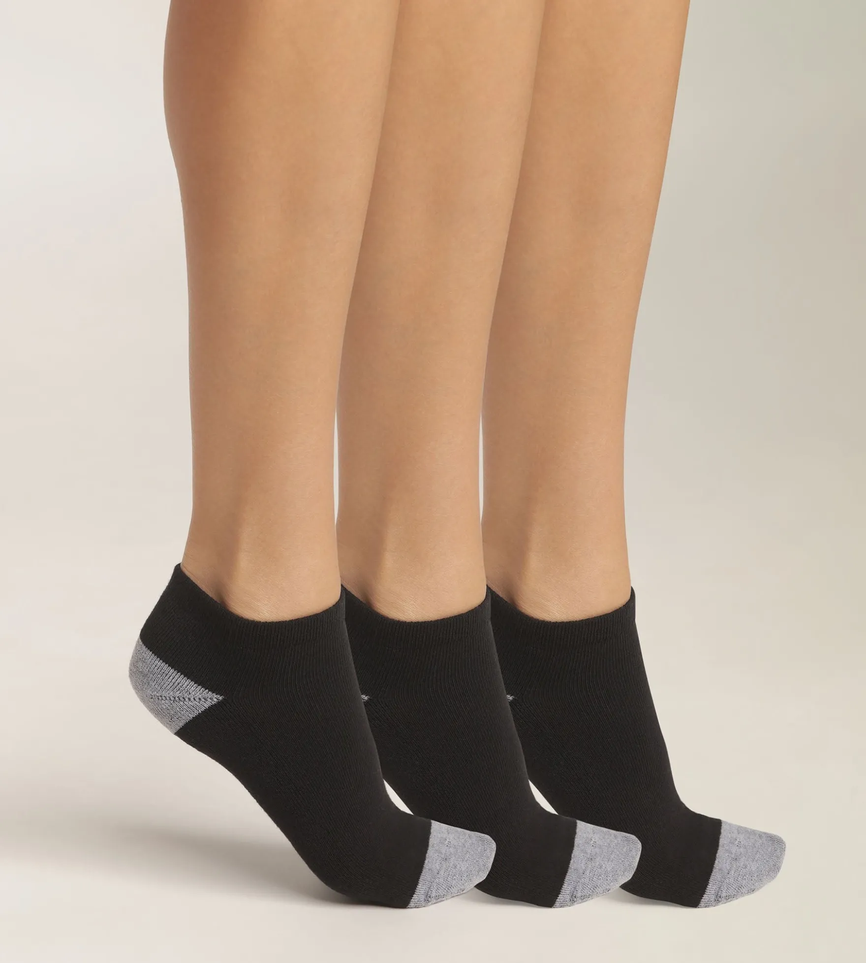 Lot de 3 paires de socquettes femme en coton Noir et Gris EcoDim Sport