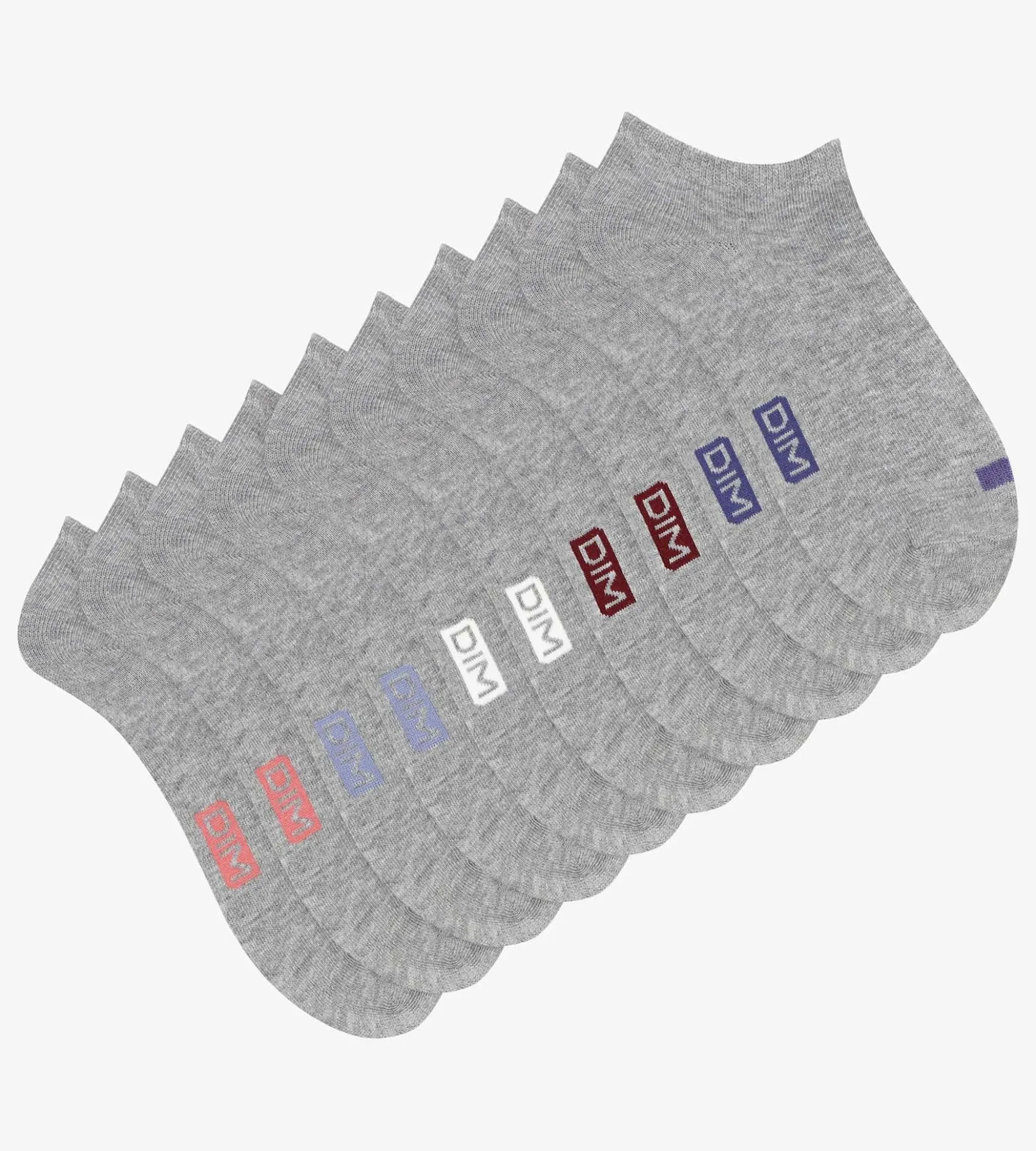 Lot de 5 paires de socquettes femme en coton Gris Clair EcoDim
