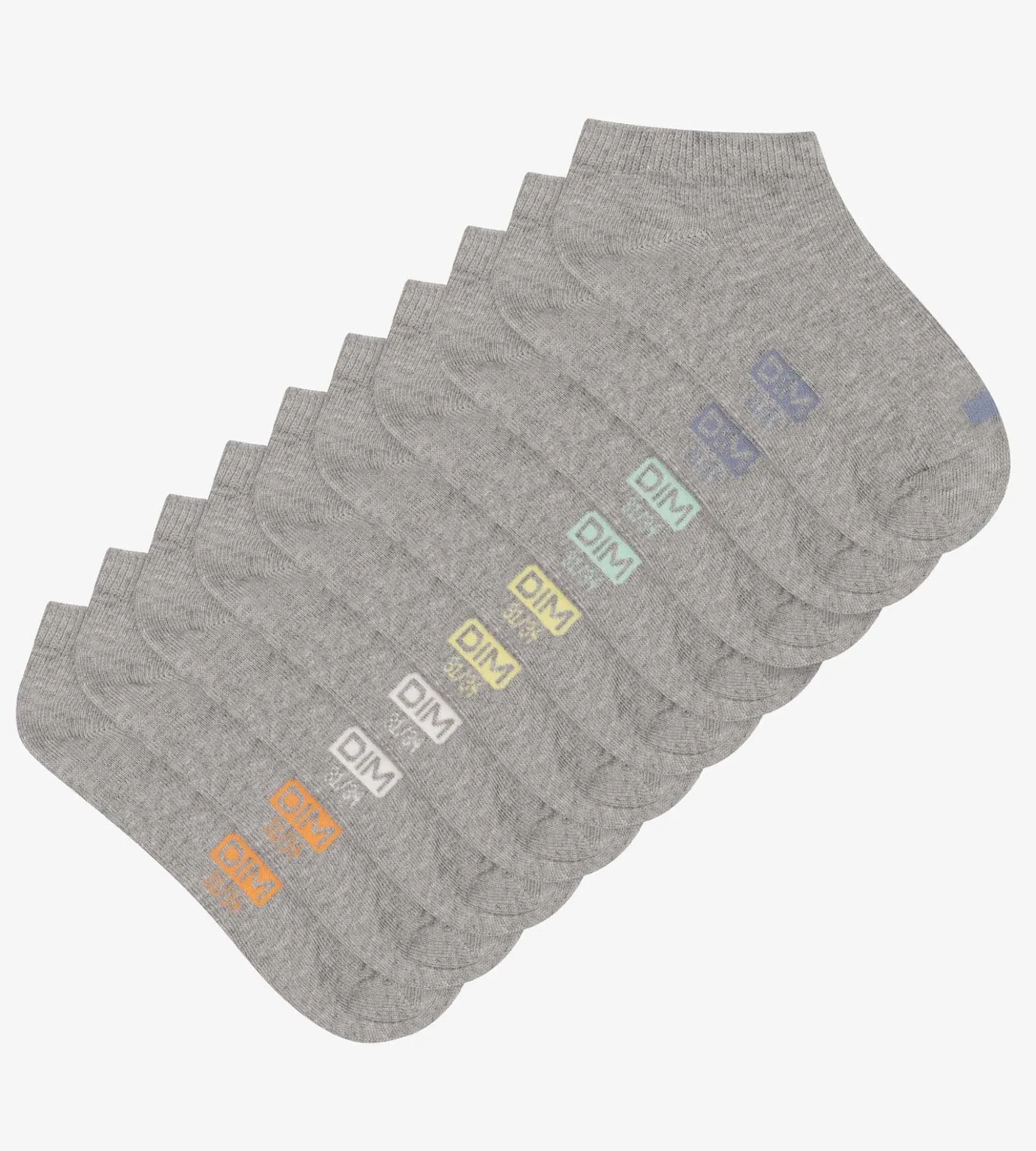 Lot de 5 paires de socquettes unisexes coton Gris à vignettes EcoDim