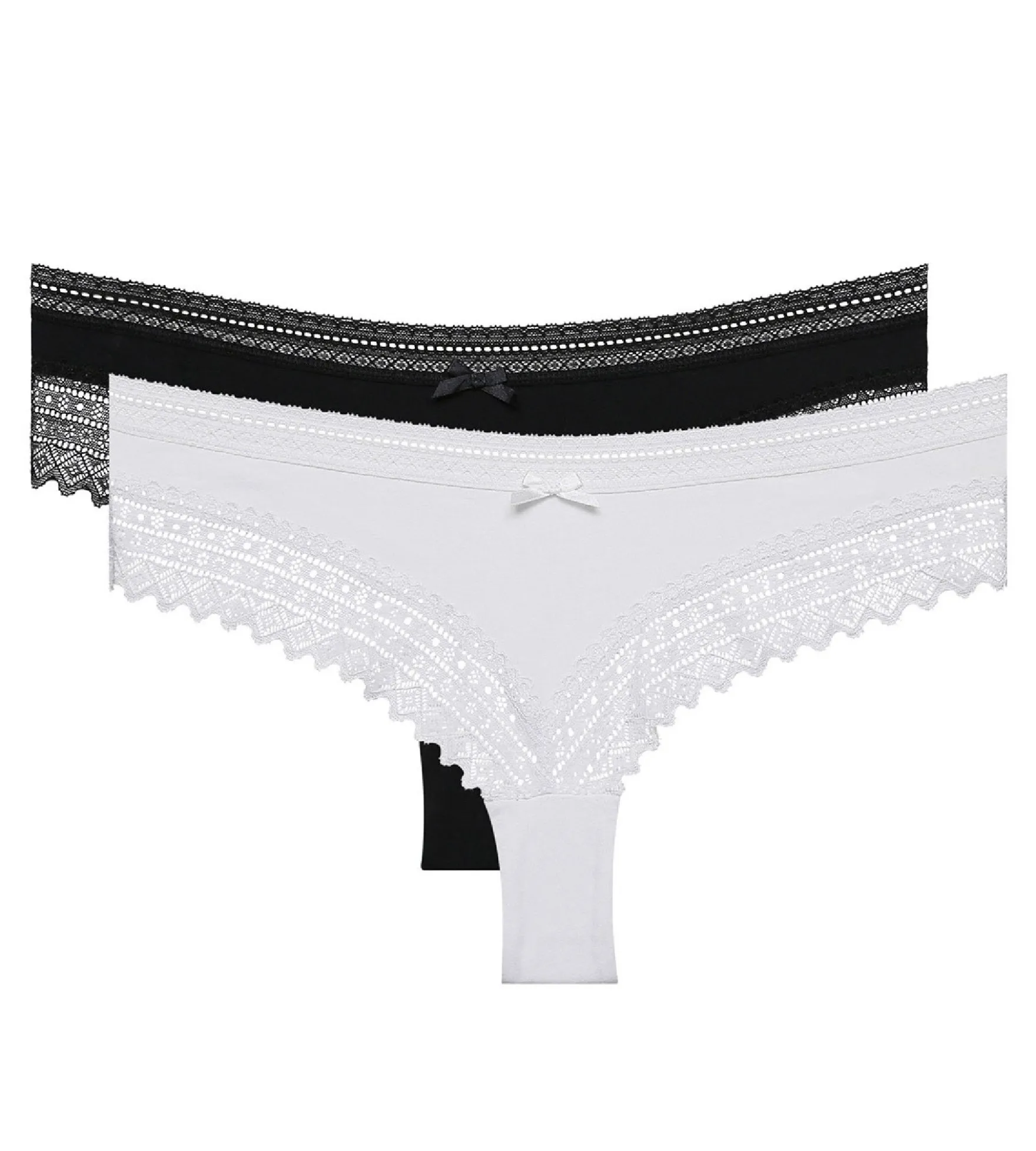 Lot de 2 shortys noir et blanc Sexy Fashion coton dentelle