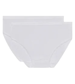 Lot de 2 slips blancs Femme Pur Coton taille haute
