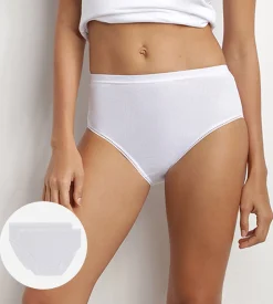 Lot de 2 slips blancs Femme Pur Coton taille haute