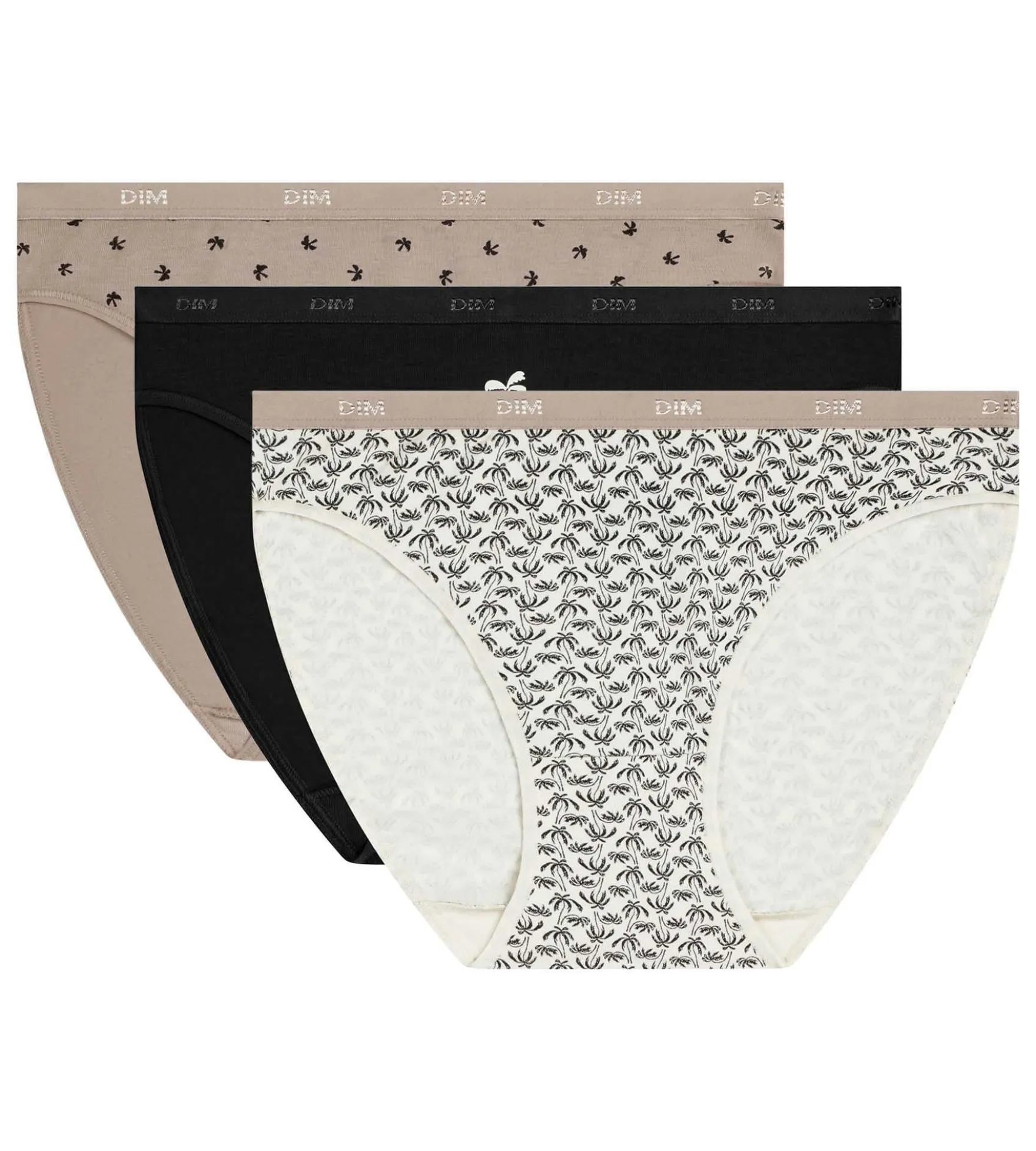 Lot de 3 slips femme coton stretch motif palmier Les Pockets