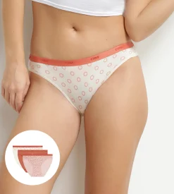 Lot de 3 slips femme coton stretch motif soleil Les Pockets
