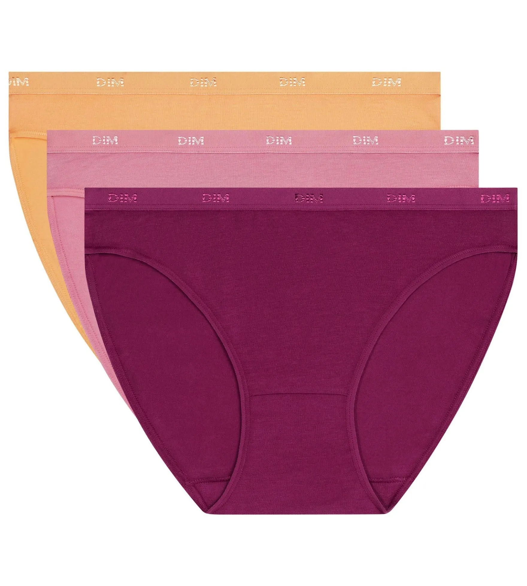 Lot de 3 slips femme coton stretch Rose Orange Les Pockets Ecodim