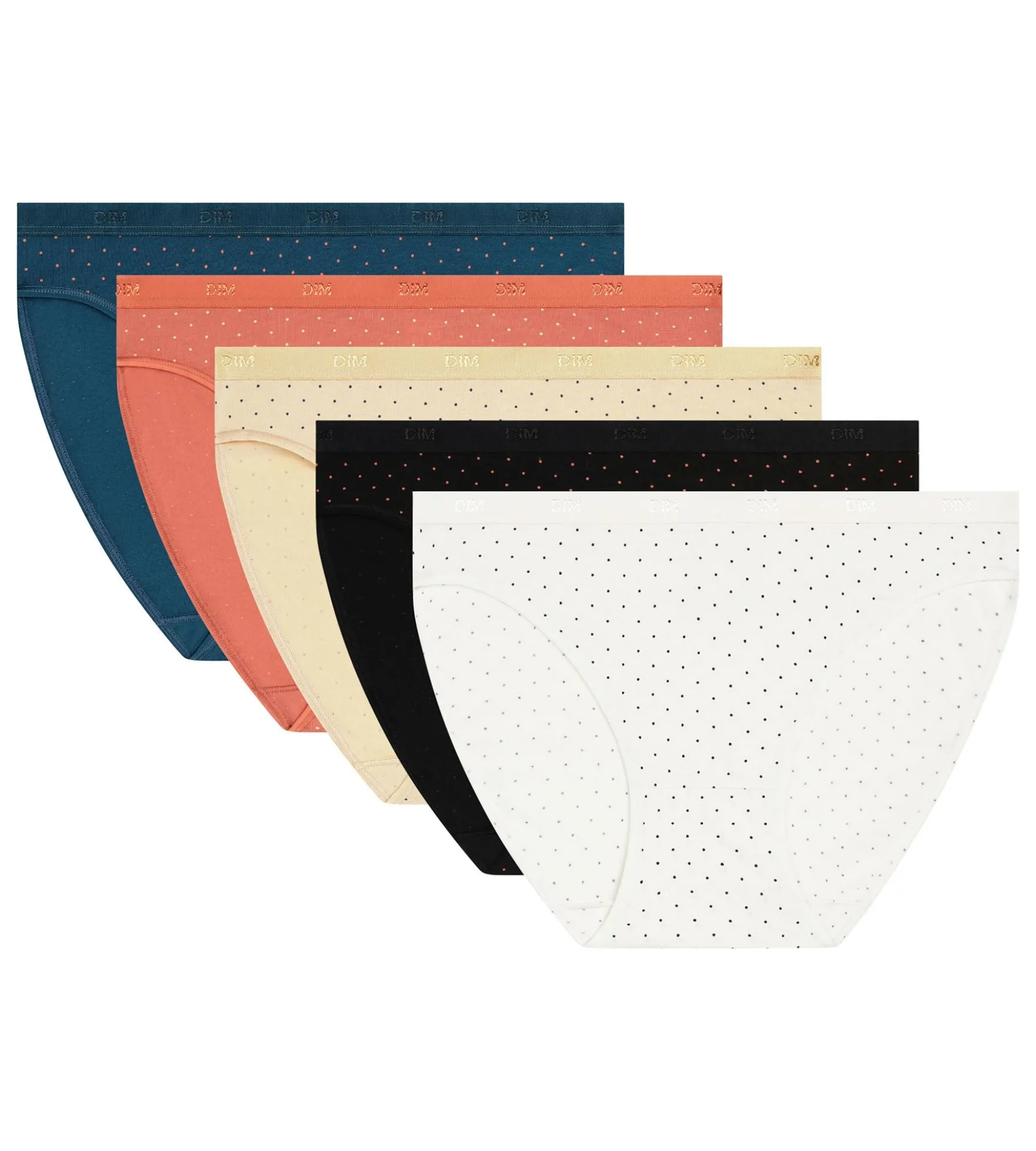 Lot de 5 slips femme coton stretch à pois Les Pockets