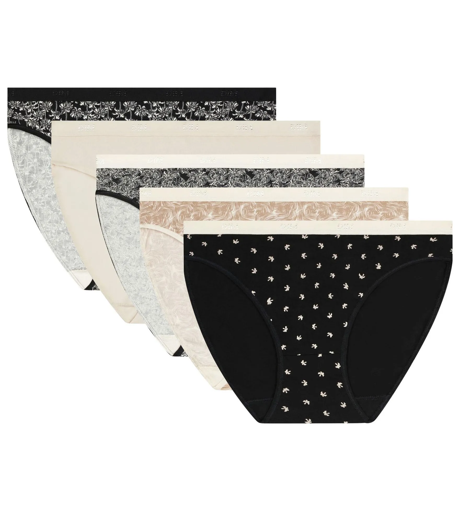Lot de 5 slips femme coton stretch motif tropical Les Pockets