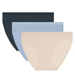 Lot de 3 slips femme coton stretch Bleu Beige Gris Les Pockets Ecodim