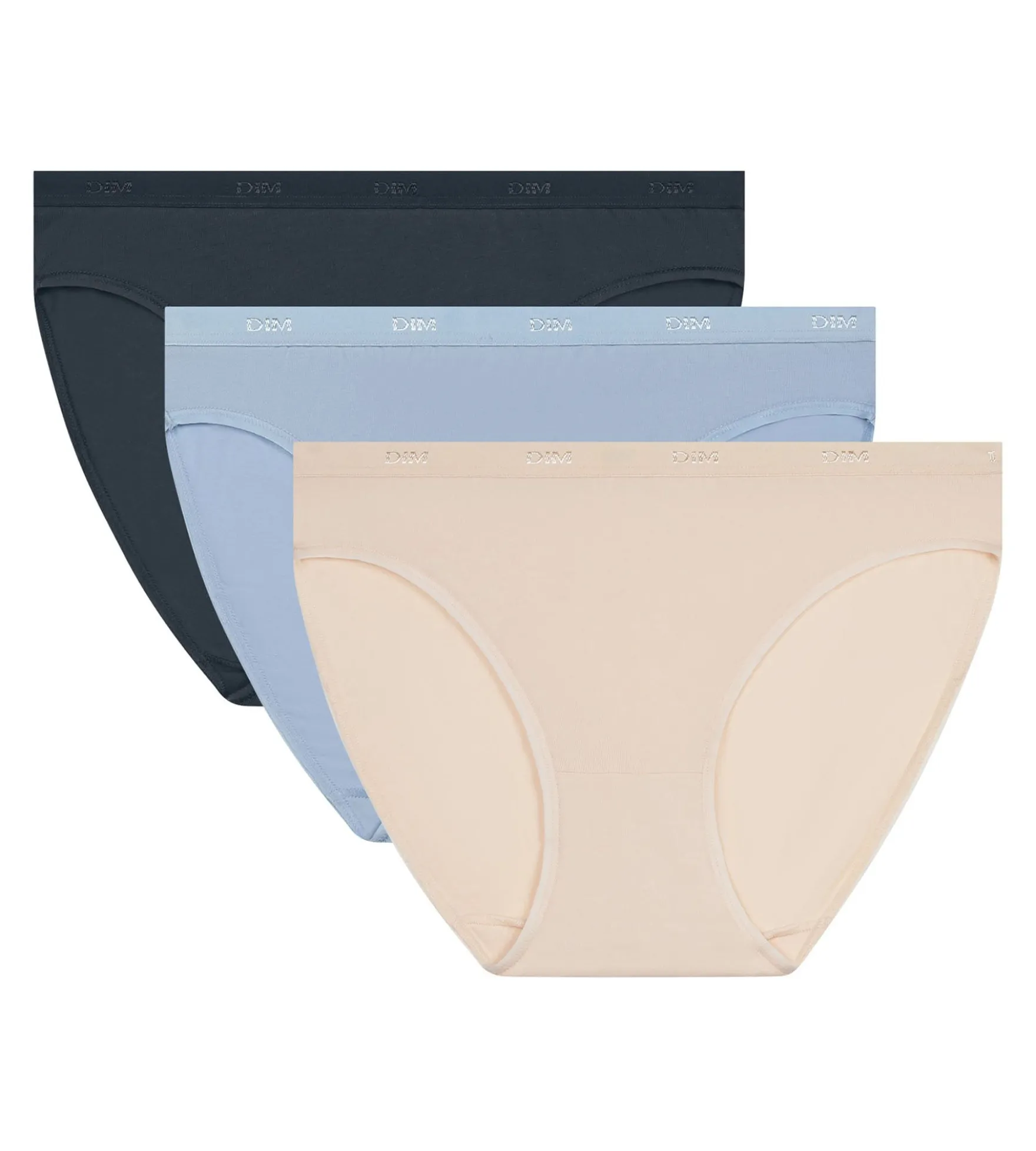 Lot de 3 slips femme coton stretch Bleu Beige Gris Les Pockets Ecodim