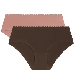 Lot de 2 slips femme coton stretch Marron Rose Body Touch