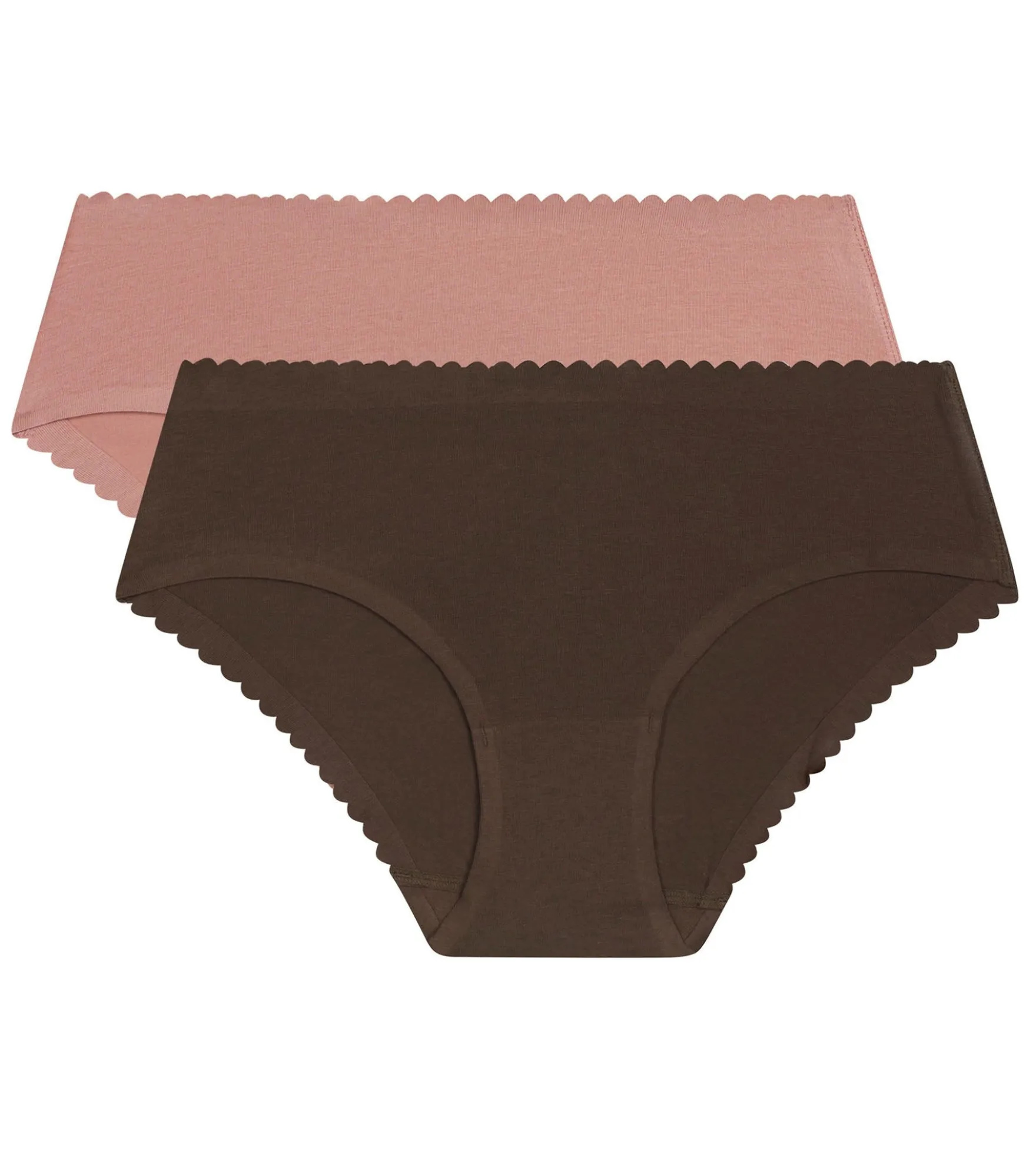 Lot de 2 slips femme coton stretch Marron Rose Body Touch