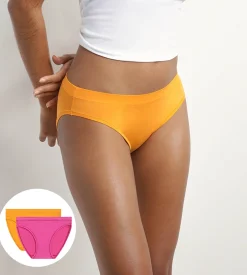 Lot de 2 slips femme en coton et nylon Fuchsia Jaune Oh My Dim’s