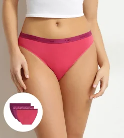 Lot de 3 slips femme en coton stretch Fleurs Rubis Les Pockets