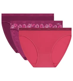 Lot de 3 slips femme en coton stretch Fleurs Rubis Les Pockets