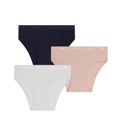 Lot de 3 slips fille en coton stretch Rose Bleu Blanc Les Pockets
