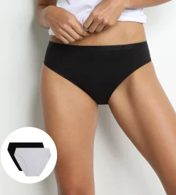 Lot de 2 slips midi noir et blanc en coton bio