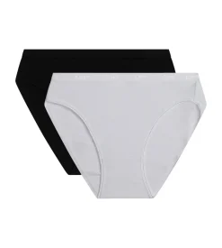 Lot de 2 slips midi noir et blanc en coton bio