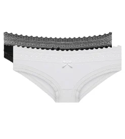 Lot de 2 slips noir et blanc Sexy Fashion en coton dentelle