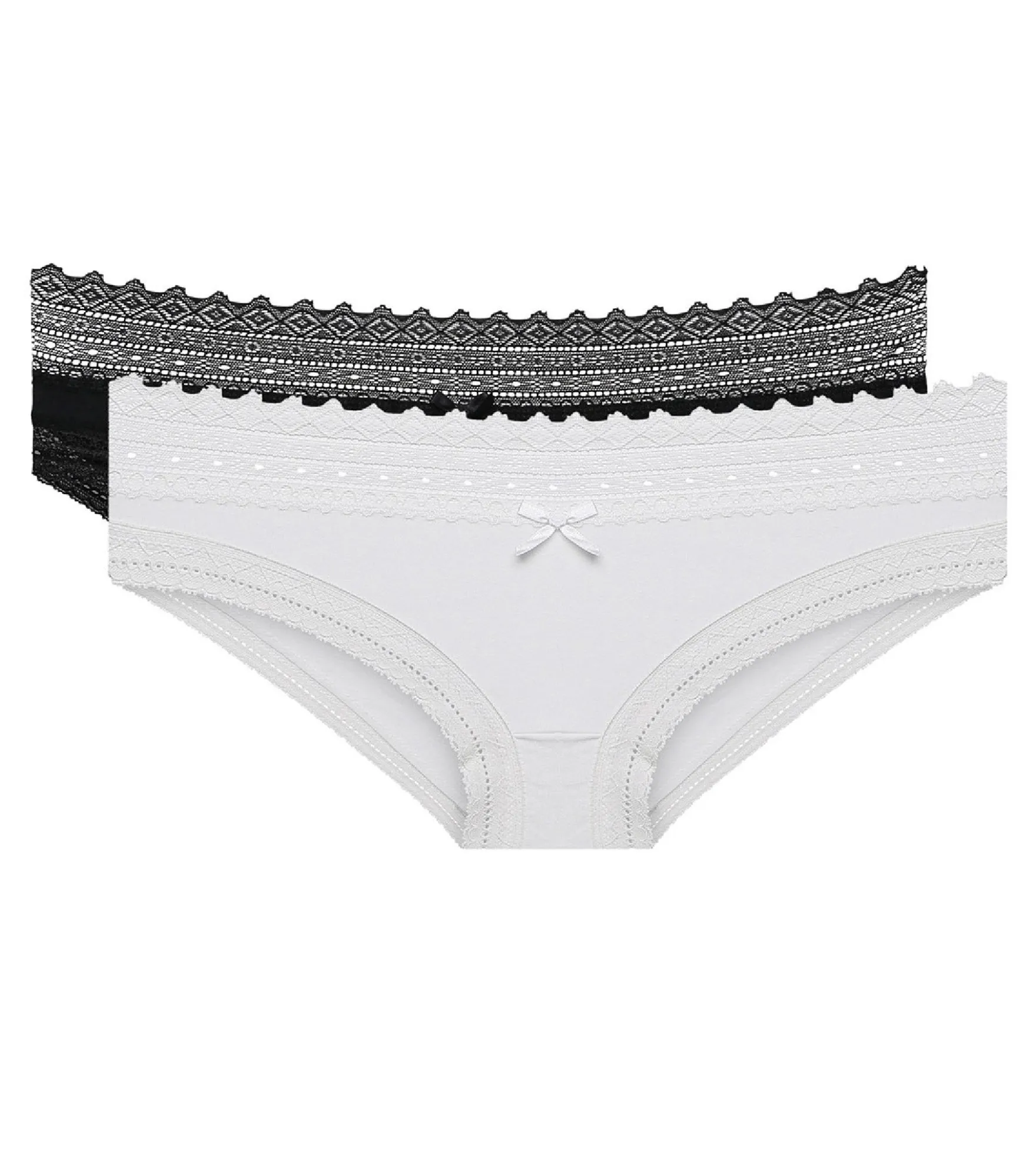 Lot de 2 slips noir et blanc Sexy Fashion en coton dentelle