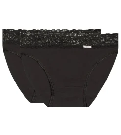 Lot de 2 slips noirs Coton Plus Féminine forme midi
