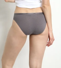Lot de 3 slips noirs et gris imprimés Femme Les Pockets Coton