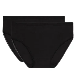 Lot de 2 slips noirs Femme Pur Coton taille haute
