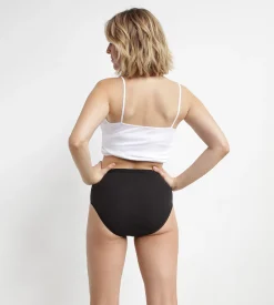 Lot de 2 slips noirs Femme Pur Coton taille haute