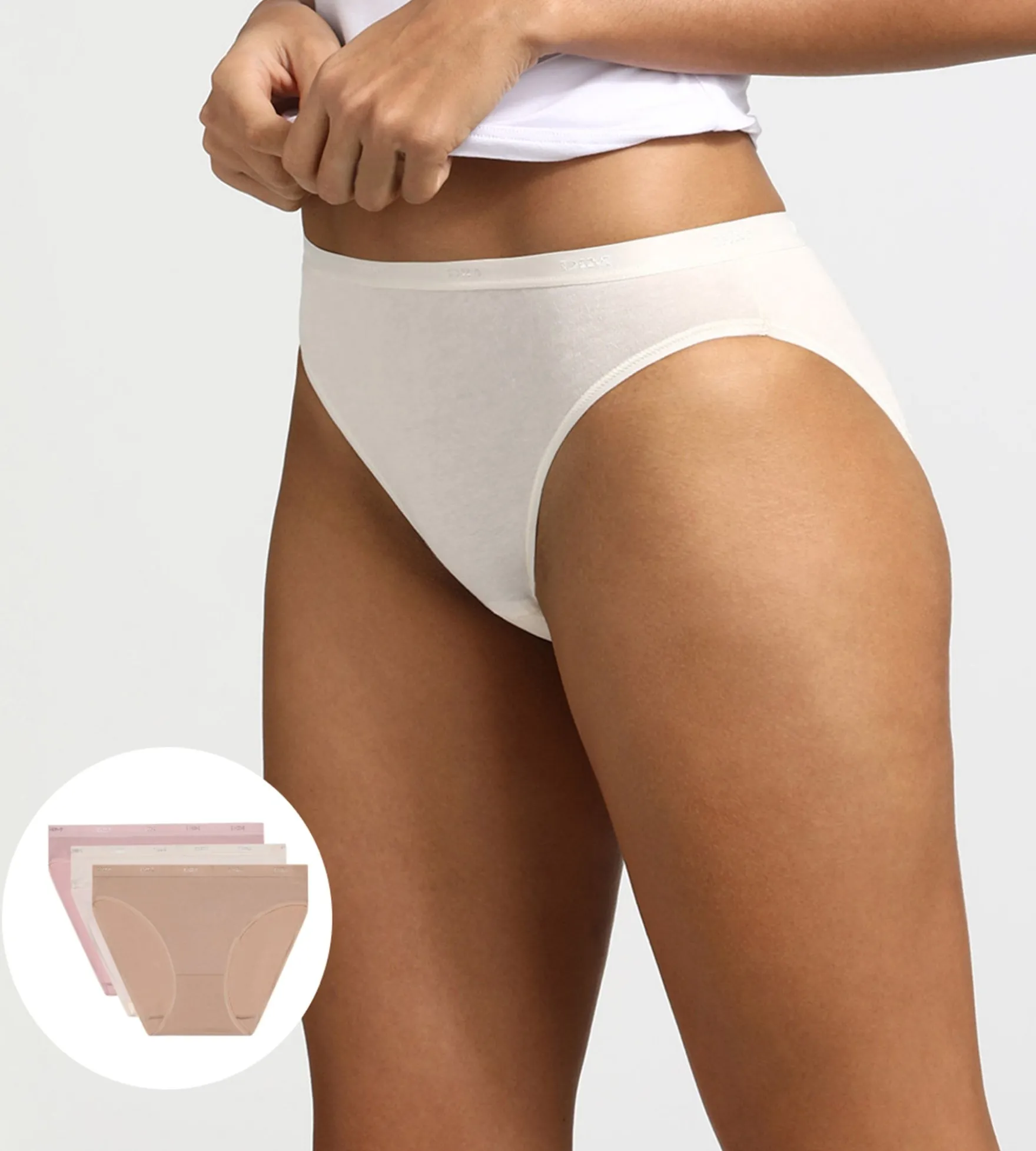 Lot de 3 slips peau/rose/nacre Les Pockets Coton